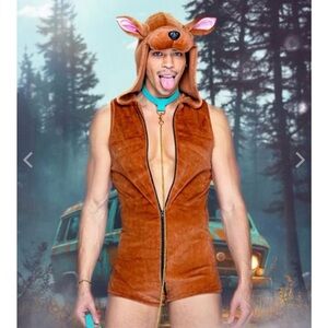Brand new. Never worn Scooby-Doo costume for a man. Size large. Super comfy.